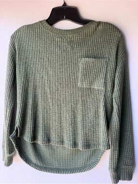 Treasure & Bond Olive Green Waffle Knit Long Sleeve Top